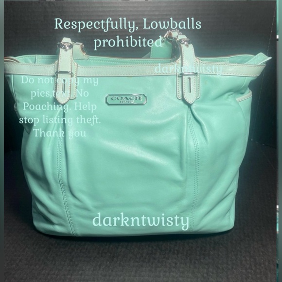 Coach Handbags - VTG Gorgeous Coach Leather Tote Robin’s Egg/Tiffany Blue NEAR PERFECT IMO Read!